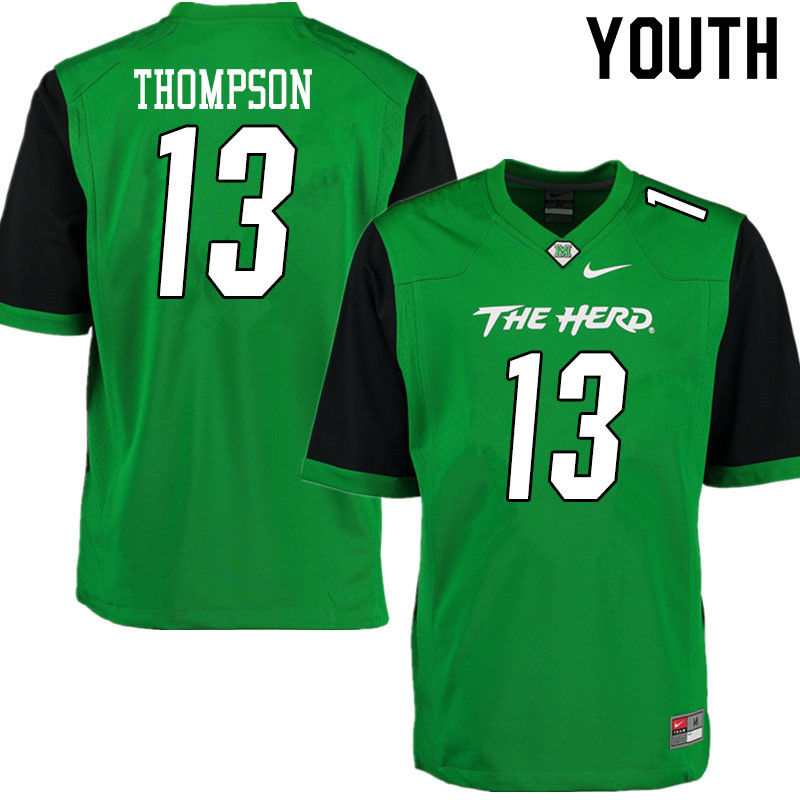 Youth #13 Broc Thompson Marshall Thundering Herd College Football Jerseys Sale-Gren - Click Image to Close